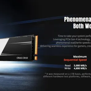 KLEVV CRAS C910 1TB M.2 NVMe PCIe Gen4x4 SSD – Velocidad Gen4 Superior para Gaming y Creativos — imagen 2